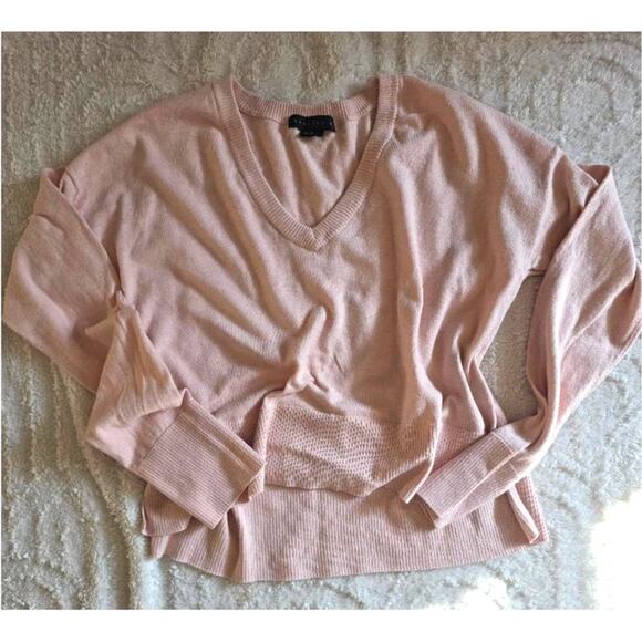 Sanctuary Blush Pink V-Neck Sweater Women’s Small Ribbed Hem Long Sleeve - Picture 1 of 8